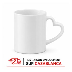 Mug Blanc Sublimation avec anse cœur
