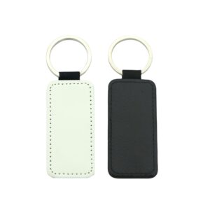 Porte-Clés Rectangulaire en Cuir PU pour Sublimation Face Blanche Dos Noir