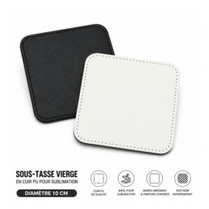 Sous-Tasse Carré en Cuir PU pour Sublimation 10 × 10 cm