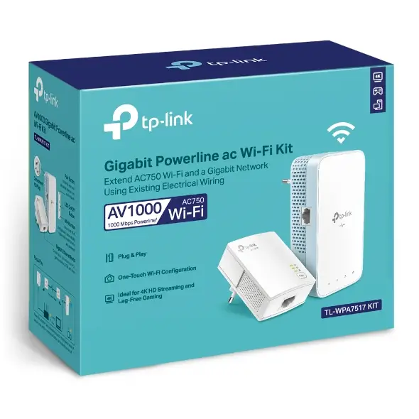 CPL TP-Link AV1000 Gigabit Powerline ac Wi-Fi Kit 300 Mbps TL-WPA7517 KIT – Image 3
