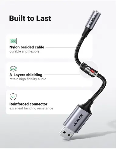 Ugreen Cable USB-A vers port audio jack 3.5 mm