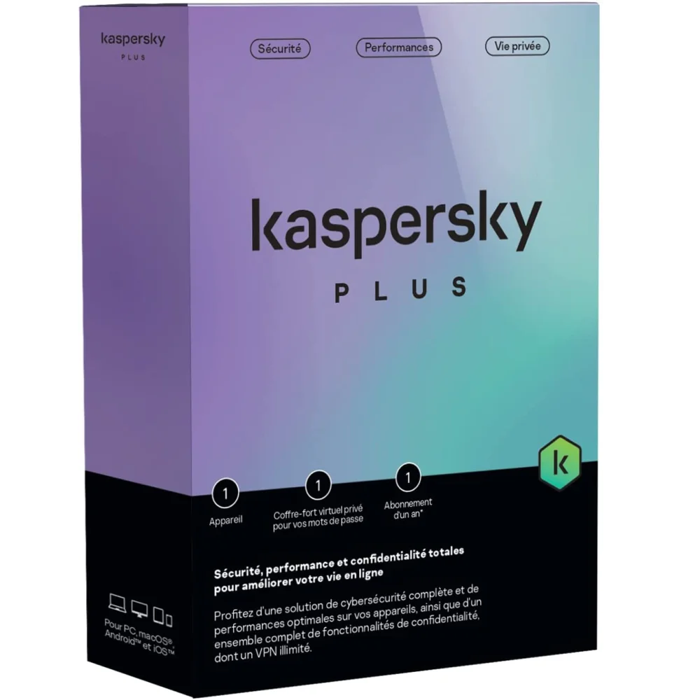 Kaspersky Plus - 1 Poste / 1 an (KL10428BAFS-FFPMAG)