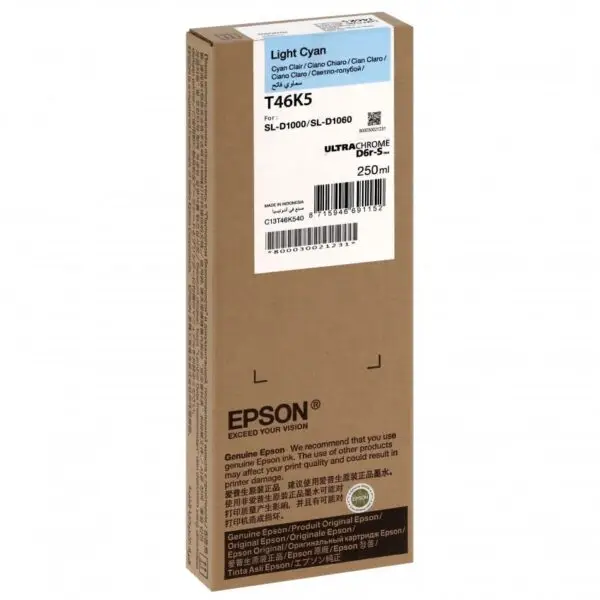 Epson T46K5 Poche d'encre Light Cyan 250 ml pour SL-D1000/1000A est une cartouche de haute qualité spécialement conçue pour fonctionner avec l'imprimante photographique Epson SureLab D1000. 