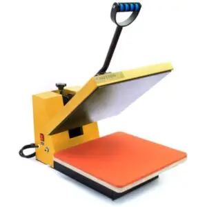 Presse à chaud textile jaune manuelle de taille moyenne 40×40 cm
