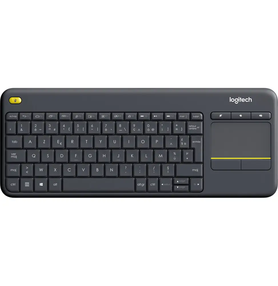 Clavier sans fil avec pavé tactile intégré Logitech Wireless Touch Keyboard K400 Plus Noir Français