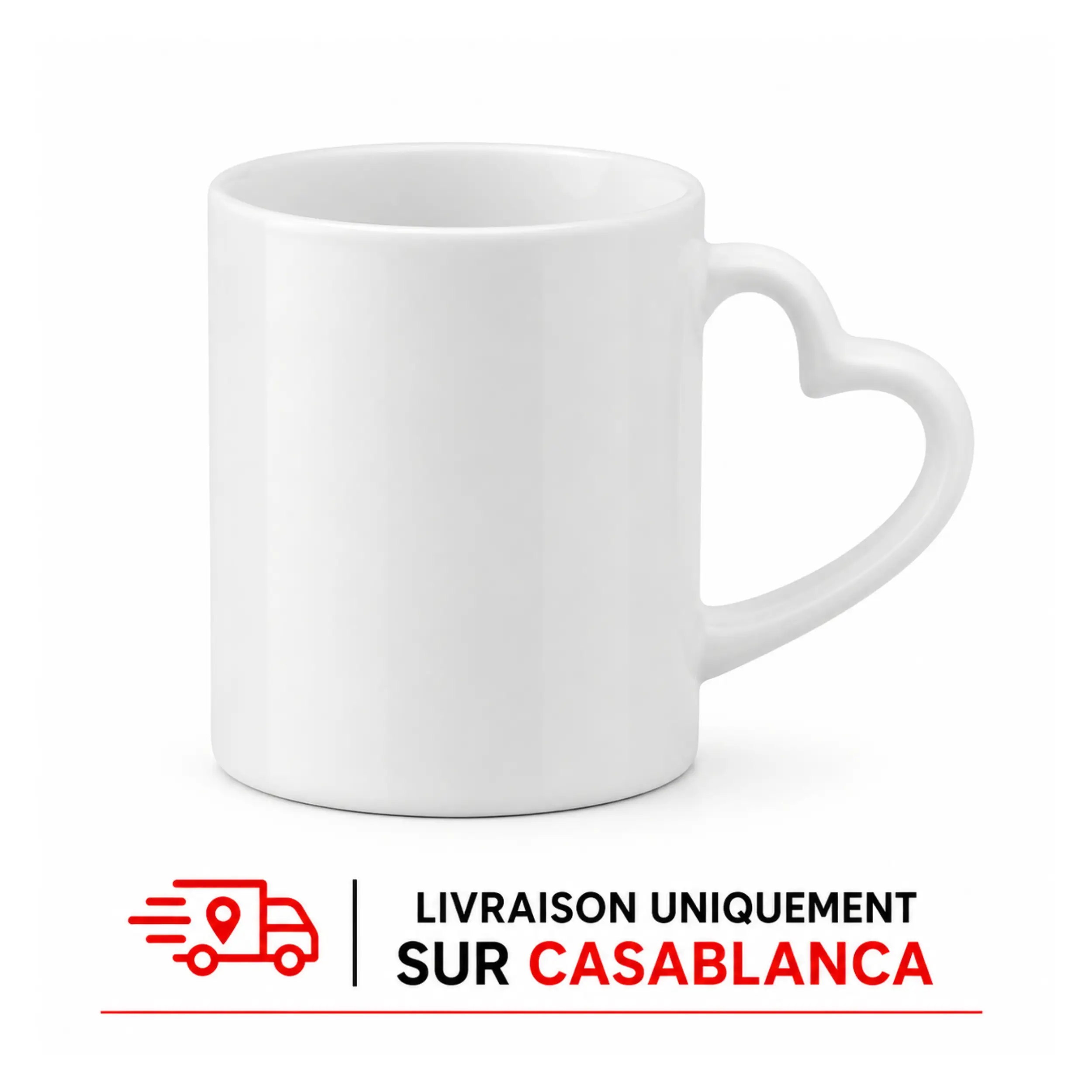 Mug Blanc Sublimation avec anse cœur