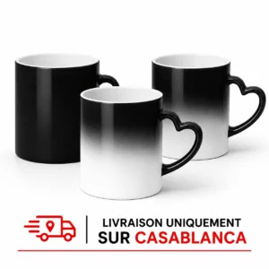 Mug magique noir Sublimation anse cœur