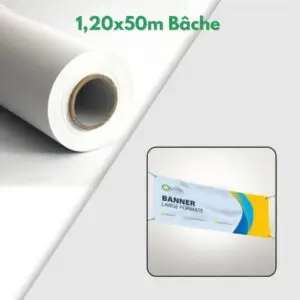 Bâche 1.20 x 50m Blanche Imprimable Laminée Brillant