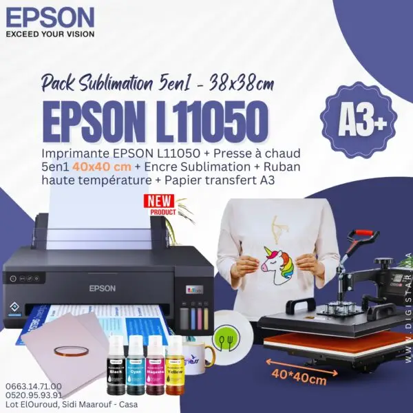 Pack Sublimation 5en1 40x40 Epson L11050 A3