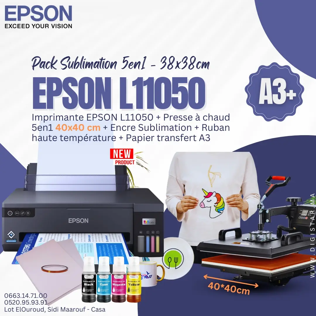 Pack Sublimation 5en1 40x40 Epson L11050 A3