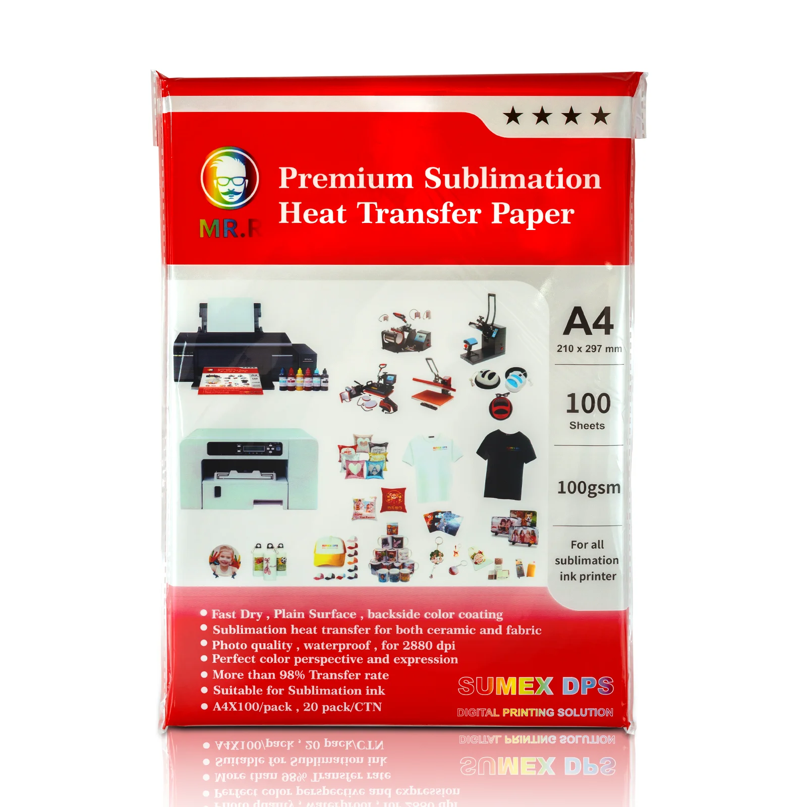 Papier Sublimation Premium MR.R A4 – 100 Feuilles – Haute Qualité