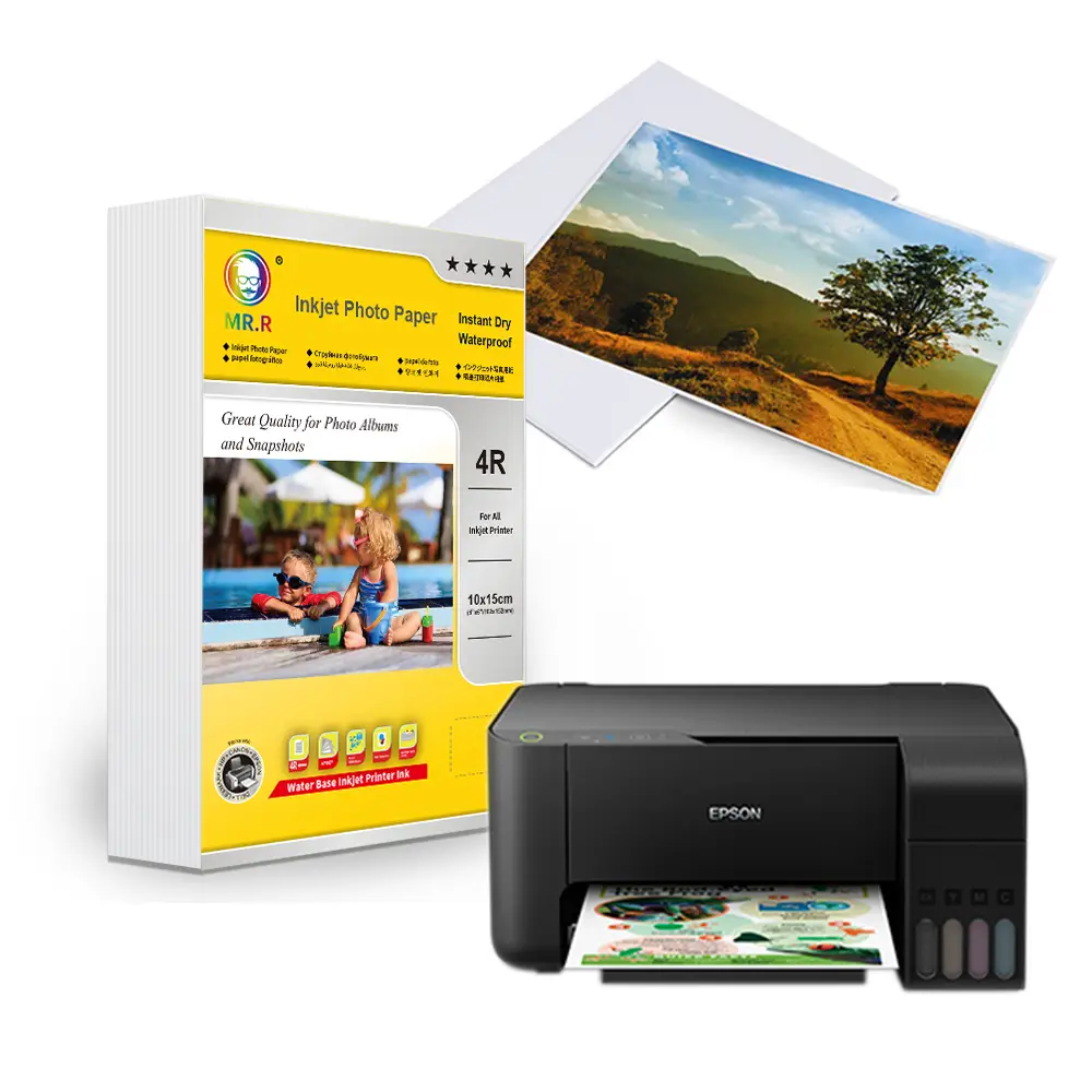 Le papier photo inkjet MR.R Glossy 260g/m² est conçu pour offrir des impressions photo de haute qualité avec un rendu professionnel. Sa surface brillante High Glossy met en valeur les couleurs, améliore le contraste et assure une excellente netteté des détails. Grâce à son revêtement RC microporeux, l’encre sèche instantanément et résiste à l’eau. Ce papier photo est compatible avec toutes les imprimantes jet d’encre utilisant des encres à base d’eau, ce qui le rend idéal pour une utilisation personnelle ou professionnelle.