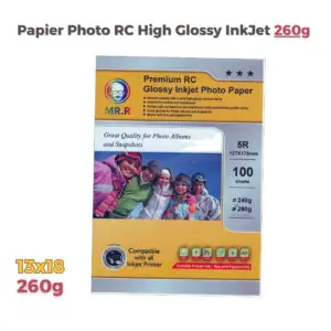 Papier Photo Inkjet MR.R Glossy 260g/m² – 13x18 cm 5R – 100 Feuilles