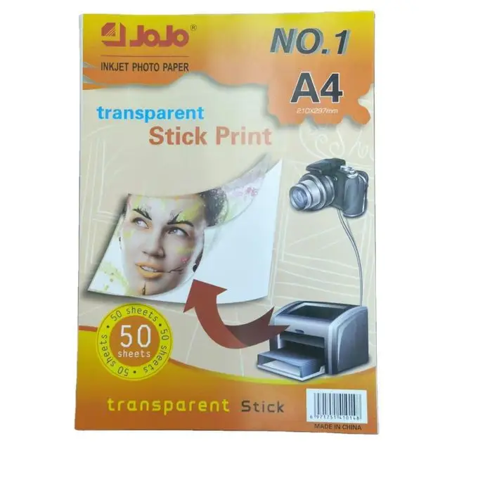 Papier Sticker Transparent JOJO A4 Brillant pour Imprimante Jet d’Encre – Image 4