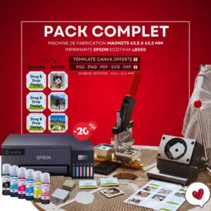 Pack Complet Machine de Fabrication de Magnets 63.5 x 63.5 mm – Imprimante Epson L8050