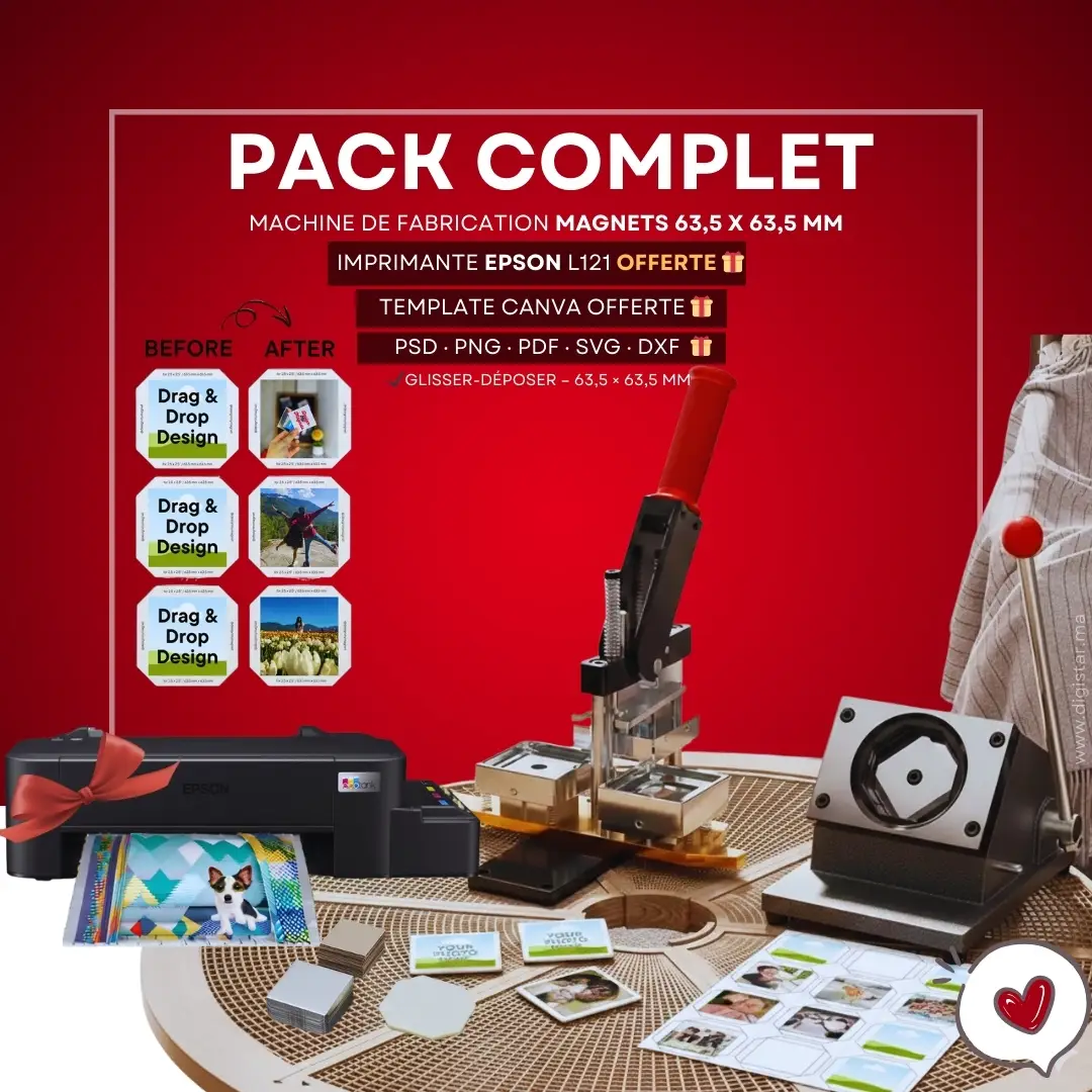 Pack Complet Machine de Fabrication de Magnets 63.5 x 63.5mm - Imprimante Epson L121 Offerte