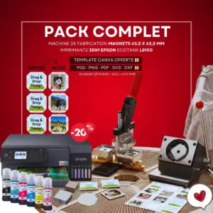 Pack Complet Machine de Fabrication de Magnets 63.5 x 63.5 mm – Imprimante Epson L8100