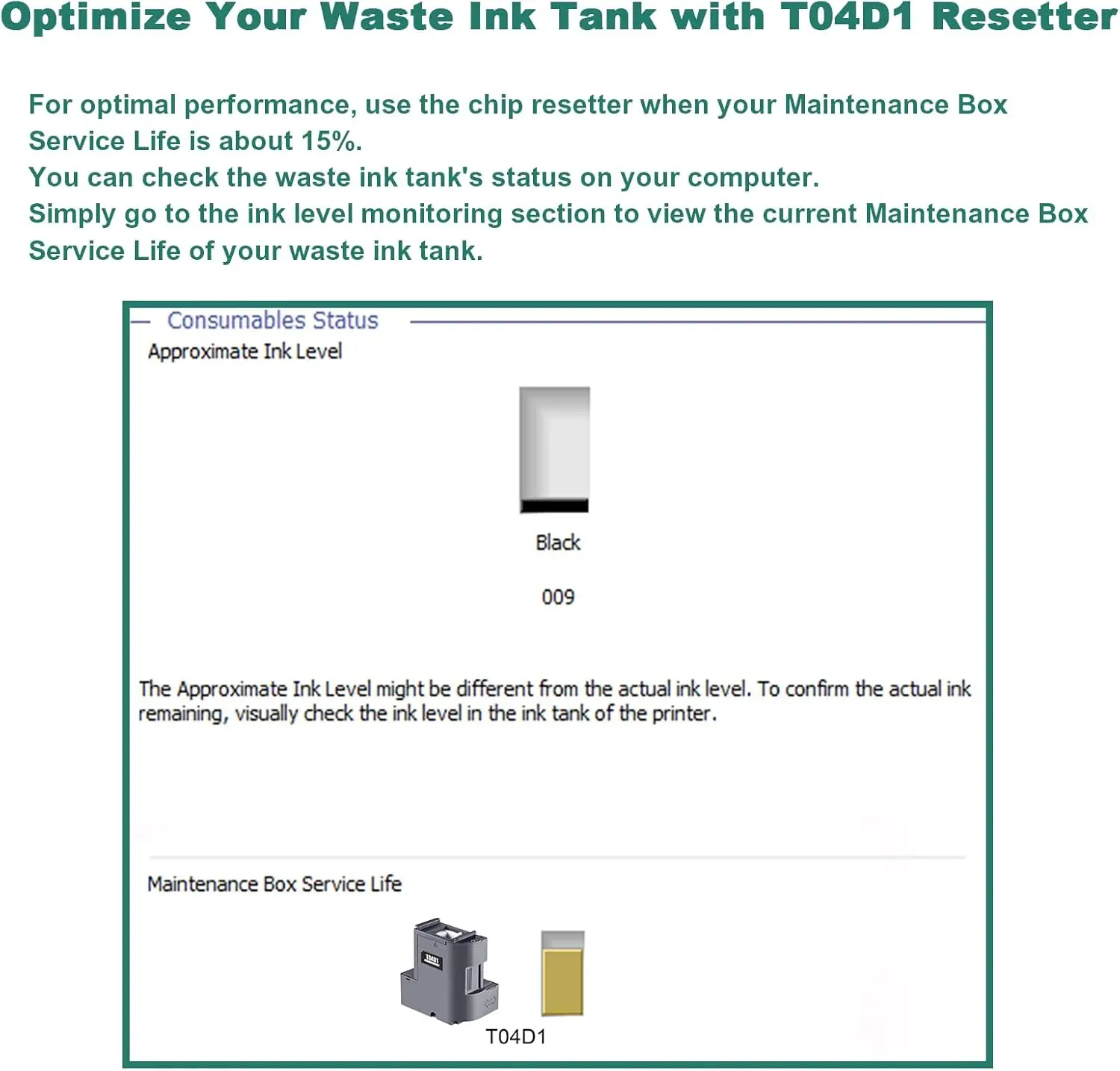 Réinitialiseur puce T04D1 C13T04D100 Chip resetter maintenance box EcoTank – Image 4
