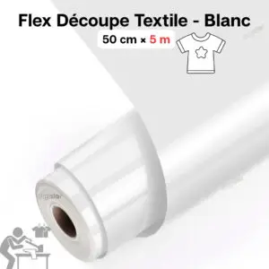 Flex de Découpe Textile Blanc 50cm x 5m pour Transfert à Chaud
