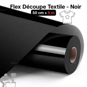 Flex de Découpe Textile Noir 50cm x 5m pour Transfert à Chaud