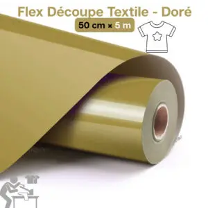 Flex de Découpe Textile Doré 50cm x 5m pour Transfert à Chaud