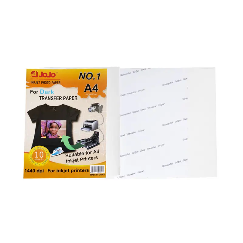 Papier Transfert Dark Sublimation A4 JOJO pour Textiles Foncés