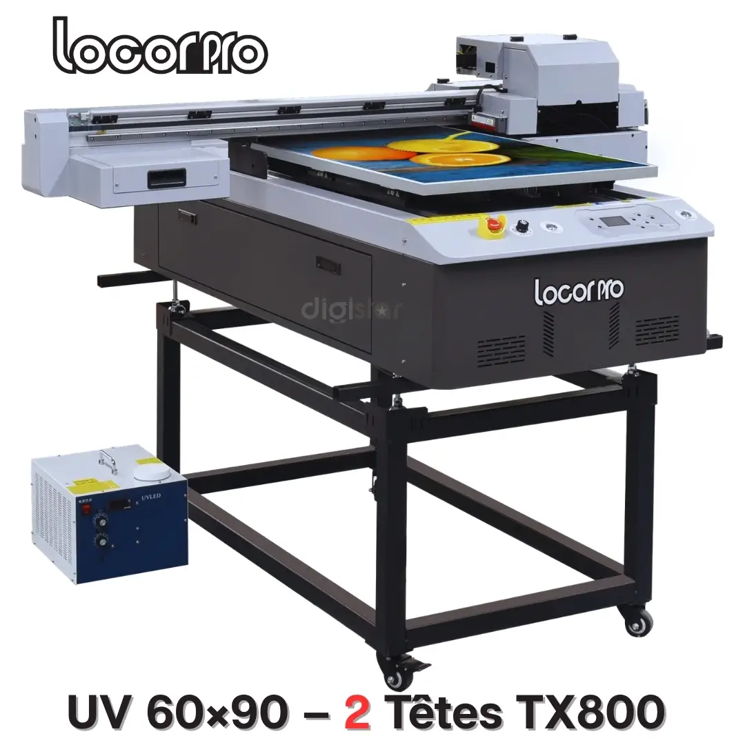 Imprimante UV à Plat LocorPro 60×90 cm 2 Têtes Epson TX800