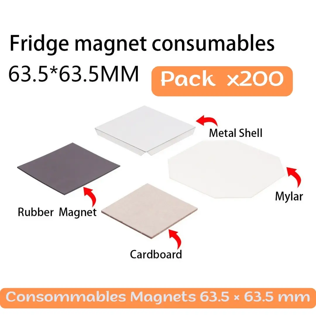 Pack 200 Consommables Magnets 63.5 × 63.5 mm – Pour Machine à Magnets