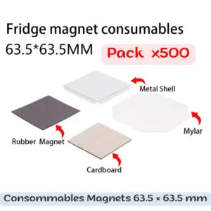 Pack 500 Consommables Magnets 63.5 × 63.5 mm – Pour Machine à Magnets