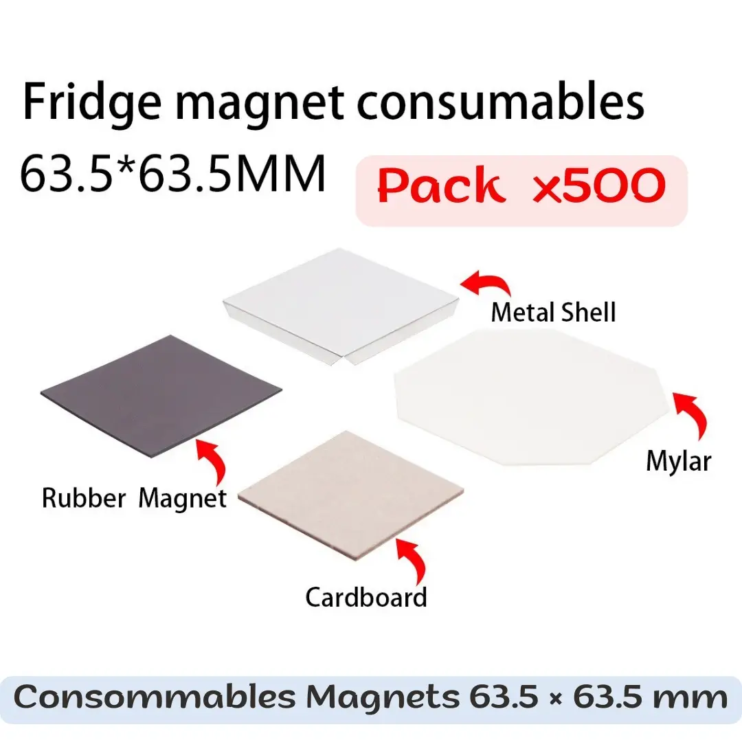 Pack 500 Consommables Magnets 63.5 × 63.5 mm – Pour Machine à Magnets