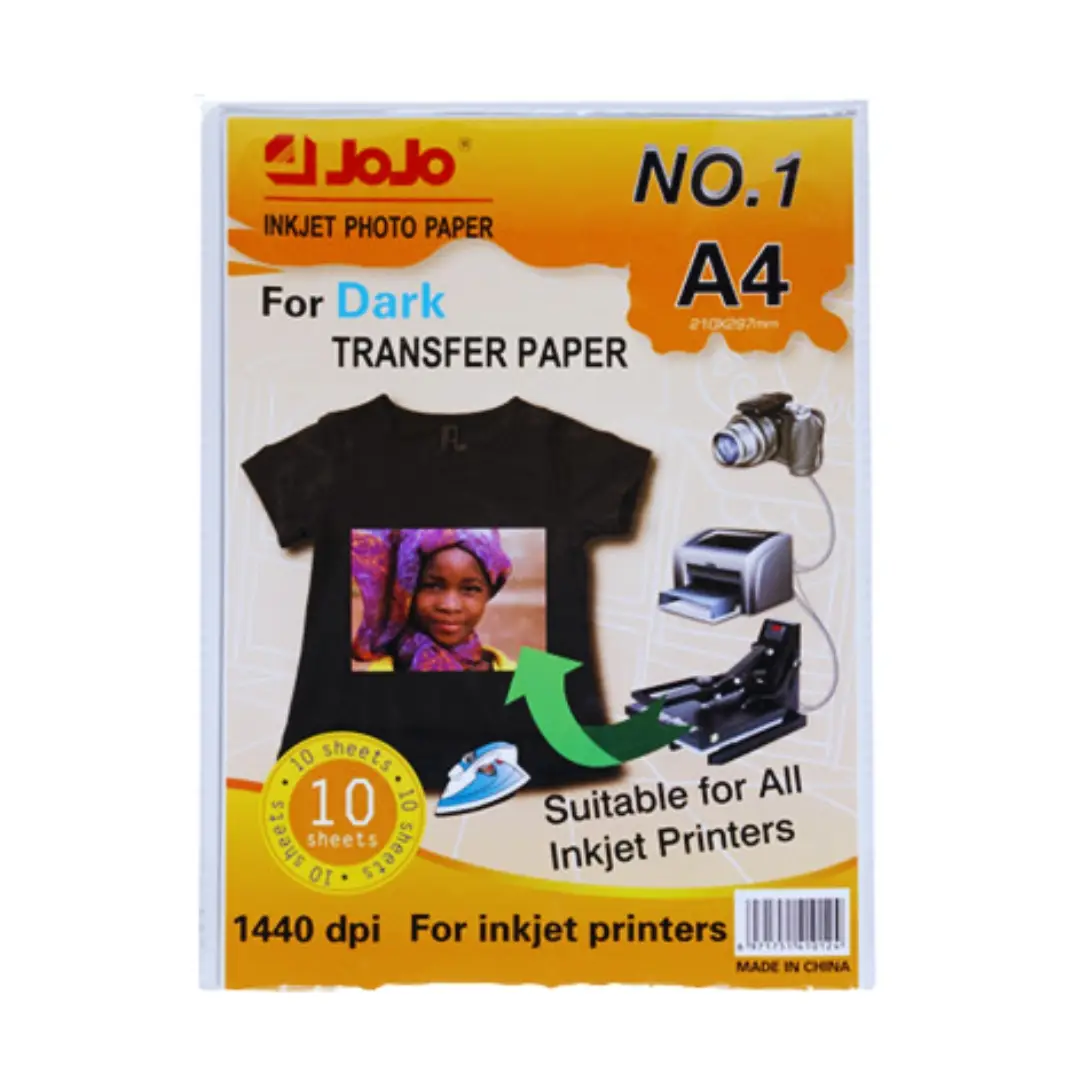 Papier Transfert Dark Sublimation A4 JOJO pour Textiles Foncés