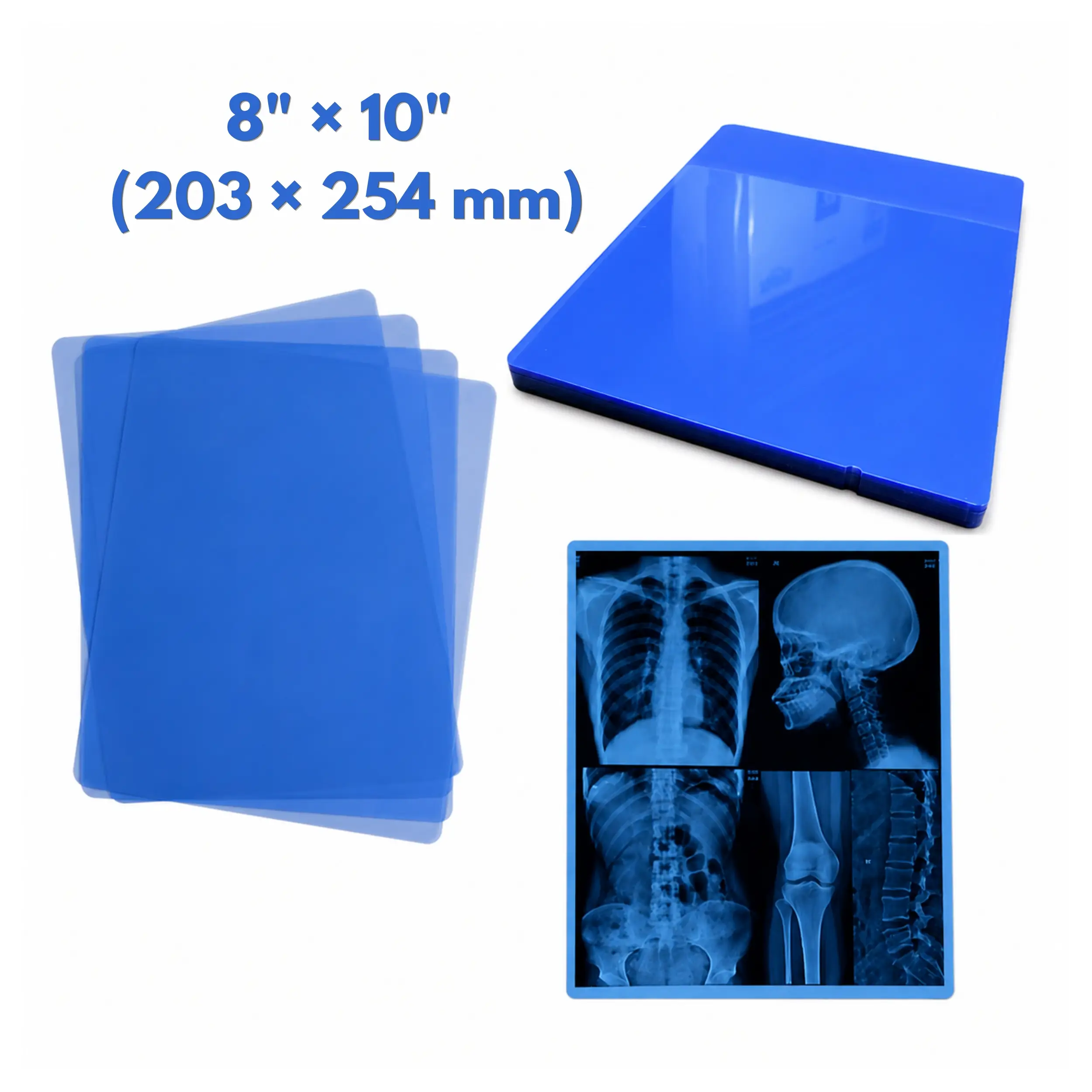 Film Médical Radiologique Bleu 8" × 10" Jet d'Encre Compatible X-Ray CT IRM DR CR et Imagerie Dentaire
