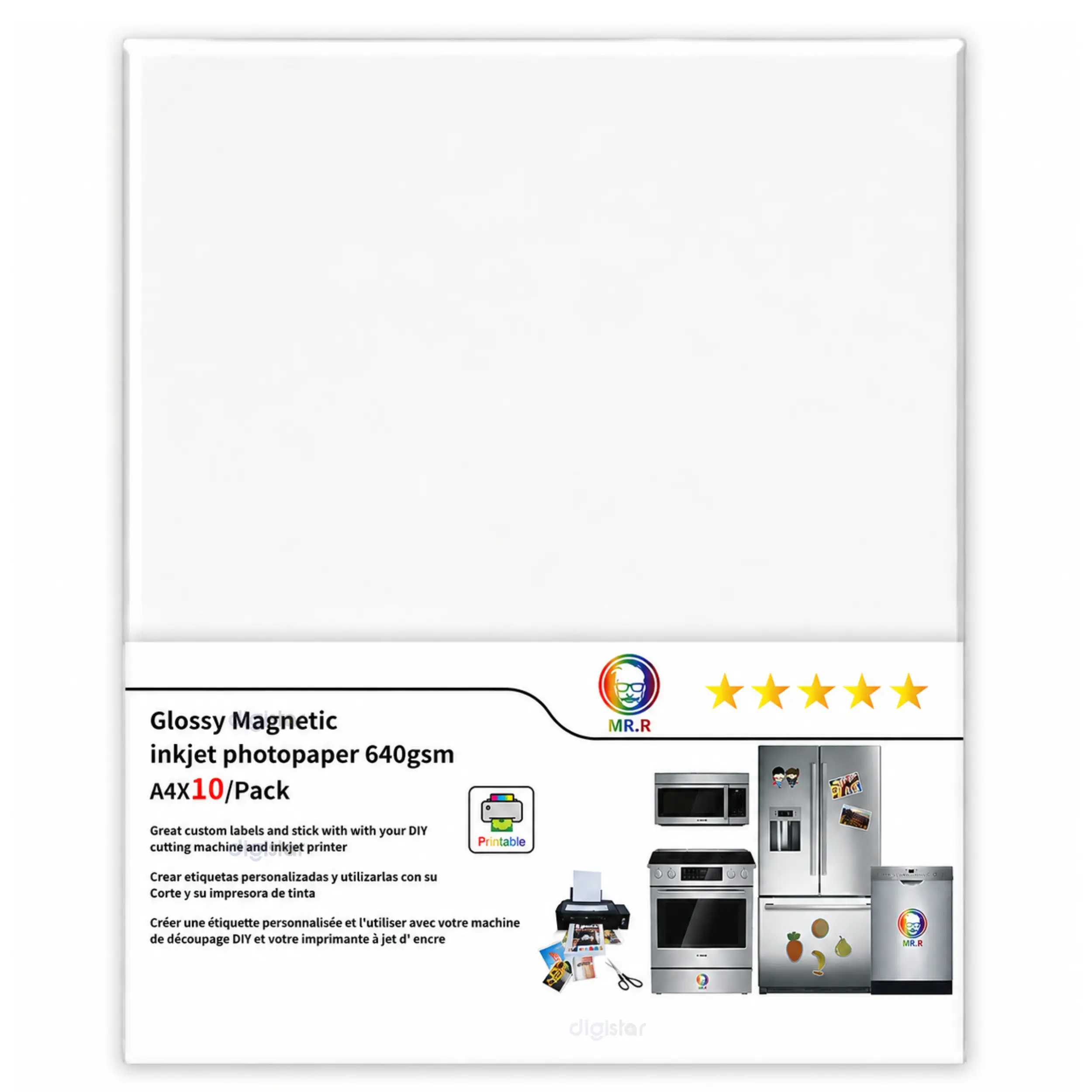 Papier Photo Magnétique Brillant MR.R A4 640 g/m² pour Imprimante Jet d'Encre