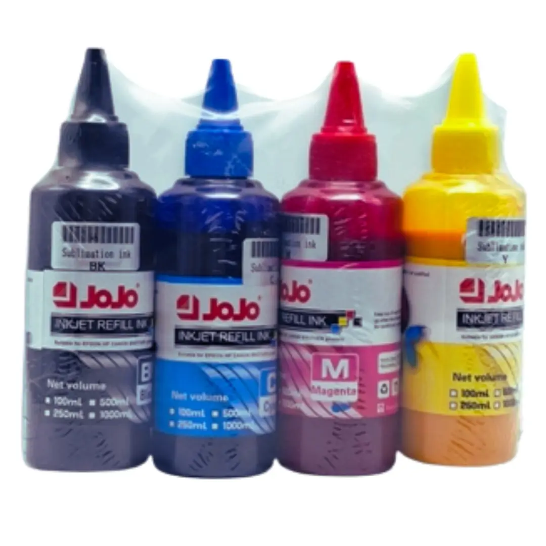 Encre de Sublimation JoJo 4 Couleurs (CMJN) – 4 × 100 ml pour Imprimantes Epson