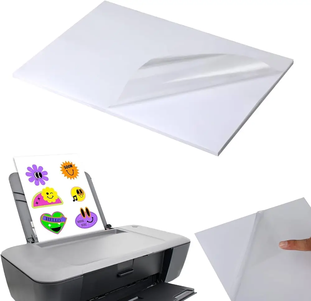 Papier Sticker Transparent Autocollant MR.R A4 Brillant pour Imprimante Jet d'Encre