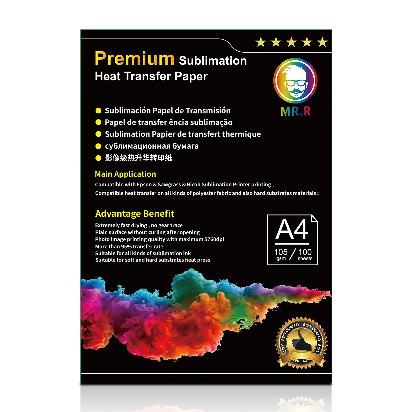 Papier de Transfert Sublimation Premium MR.R A4 105 g/m²