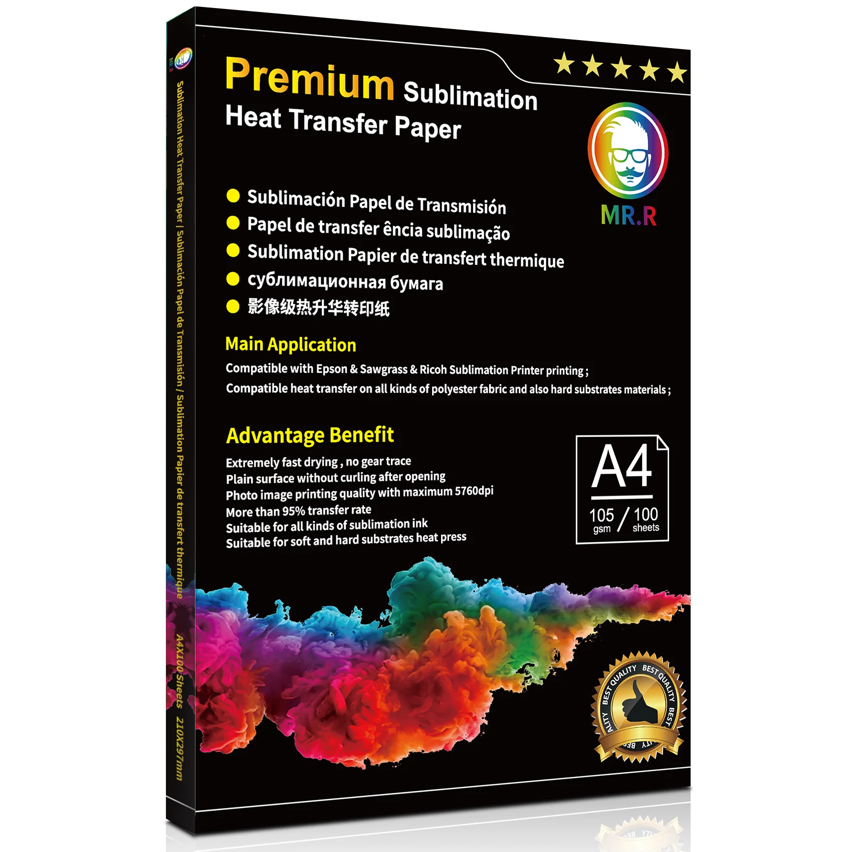 Papier de Transfert Sublimation Premium MR.R A4 105 g/m²