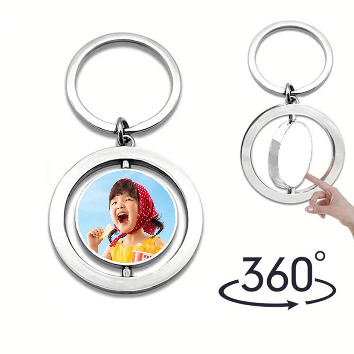 Porte-clés Rond Métallique pour Sublimation Rotation 360°