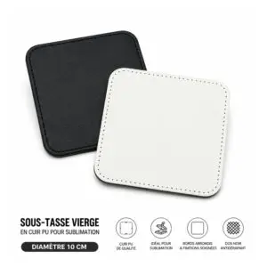 Sous-Tasse Carré en Cuir PU pour Sublimation 10 × 10 cm